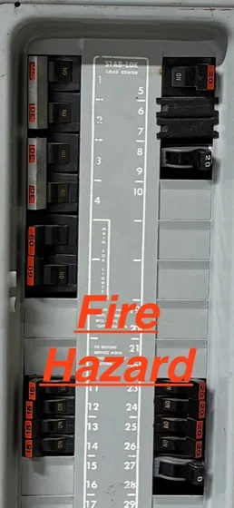 Electrical panel inspection and breaker safety correction