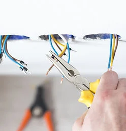 Copper electrical wiring prepared for residential electrical work